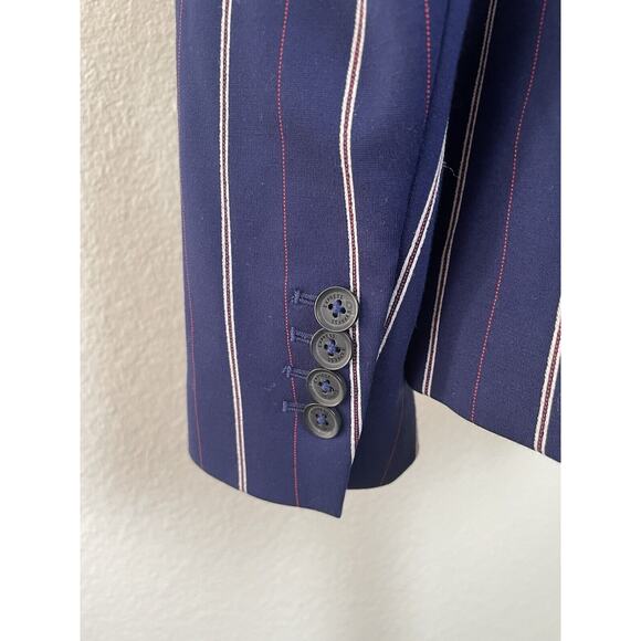 Express Blazer Jacket Single Breast Multicolor Striped Stretch - Picture 6 of 9